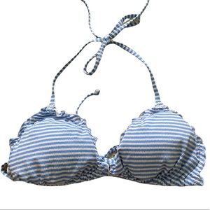Blue and White Stripe Bikini Top
